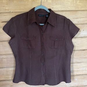 New York &Company linen blend woman’s top large brown